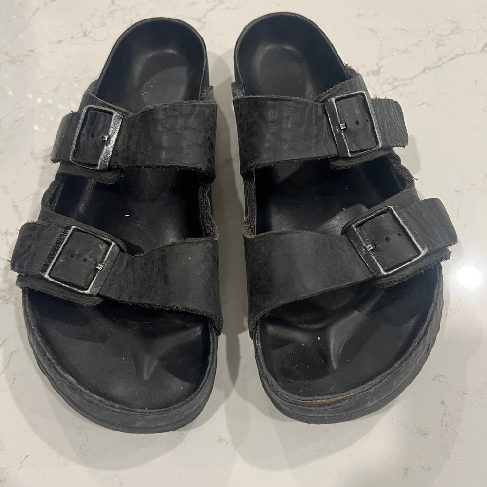 Birkenstock Arizona all Black Leather Sandals Size 44 Mens 11